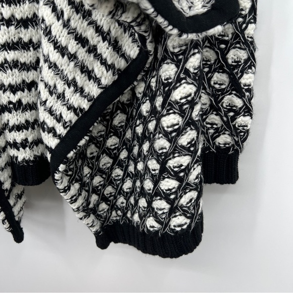 Lovestitch Flynn Marled Knit Long Sleeves Shawl Mixed Media Cardigan Sweater - Picture 3 of 11